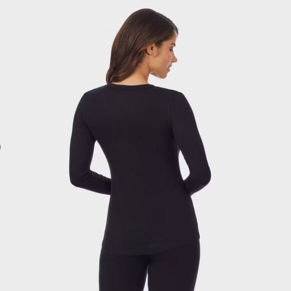 Warm Essentials Cuddl Duds Women's Smooth Stretch Thermal Scoop Neck Small Black - Picture 2 of 5